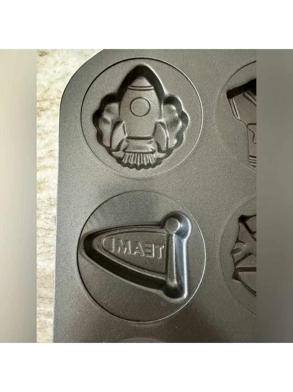 Wilton Ultra Bake 3 12 Cavity Boy Cookie Pan Rocket Jet Car 16.5